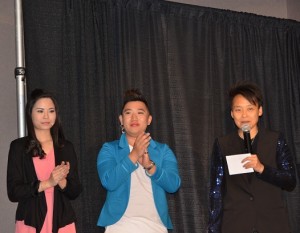 Esther Ho (right) thanks the many volunteers who put on the fantastic Dinner Theatre